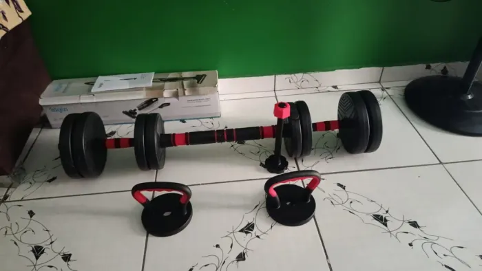 Kit de musculação hallter+ barra