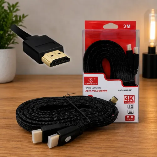 Cabo HDMI 2.0 Kapbom Ultra HD 4K - 3 Metros Alta Velocidade