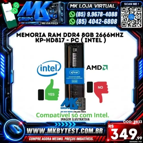 Memoria ram DDR4 8GB 2666MHz KP-HD817 - PC ( Intel )