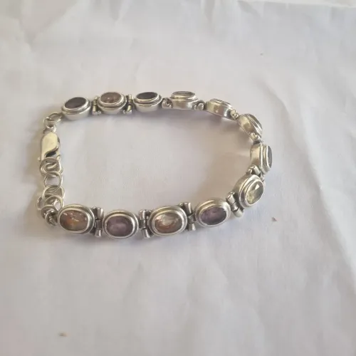 Pulseira de prata 950 com pedras ametista