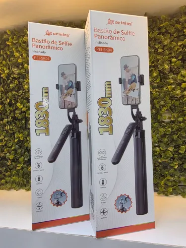 Bastão de Selfie 1,80m com Tripé e Controle Bluetooth Ajustável para Celular