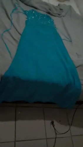 Vestido ? longo "azul Tiffany