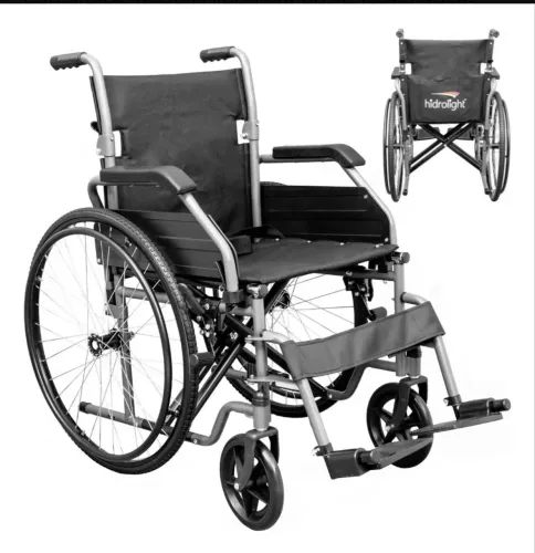 CADEIRA DE RODAS BASIC HIDROLIGHT AÇO CARBONO SUPORTA  ATÉ 125KG, LARGURA DO ASSENTO DE 46