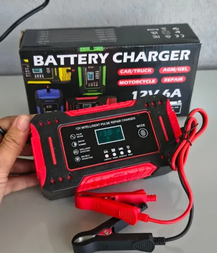 CARREGADOR INTELIGENTE DE BATERIA 12V 6A PARA CARRO E MOTO AUTOMÁTICO