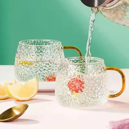 Kit NOVO 2 Copos Xícara De Vidro Borosilicate Transparente - 350ML