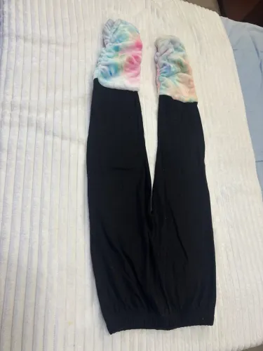 Calça Legging Infantil Shein Tam 130 (7 a 8 anos) com Barra Peluciada Tie-Dye