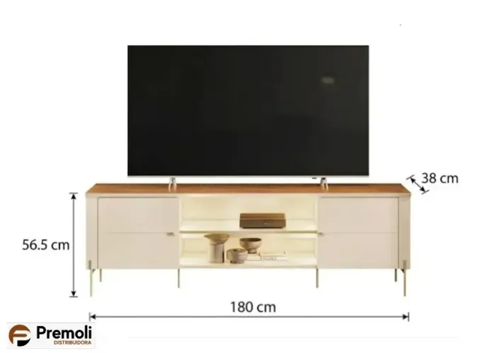 Bancada Brasília - Para TV até 75 polegadas (OFF WHITE / CANELA) MOBLER