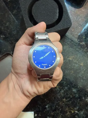 Relógio Fossil Big Tic JR-8052 Vintage Original Azul + Lata