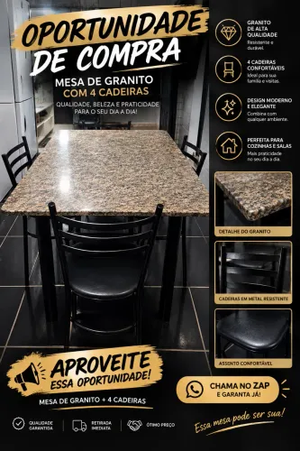 Mesa granito com 4 cadeiras