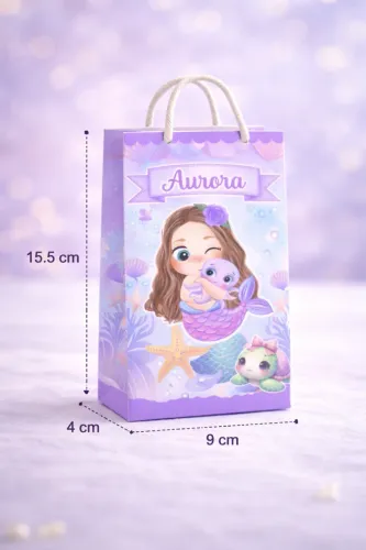 Kit 10 Sacolinhas surpresa Sereia cute Personalizada - Pegue e monte