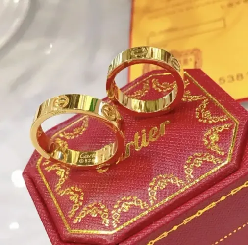 Alianças anel carier love o par banho de ouro 18k