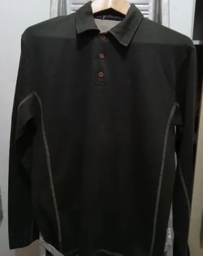 Camisa Polo Manga Longa Verde Oliva