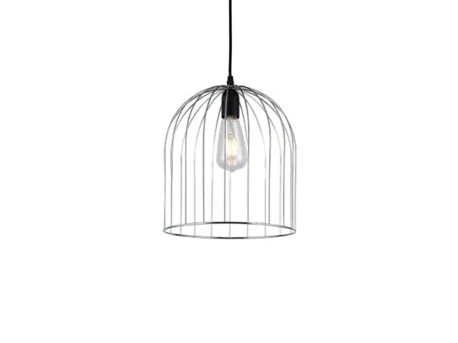 Pendente Luminária Cromada Gaiola 1x E27 Bivolt