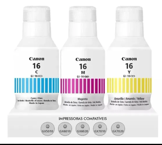 Cartuchos de Tinta Canon GI-16 - Cyan, Magenta e Yellow