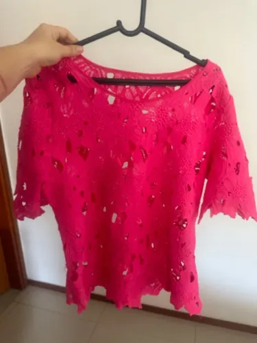 Blusa renda guieira rosa pink 