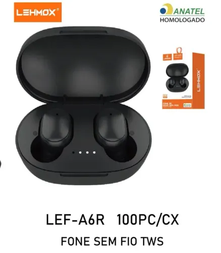 Fone de Ouvido Bluetooth Sem Fio TWS LEF-A6R 100PC/CX