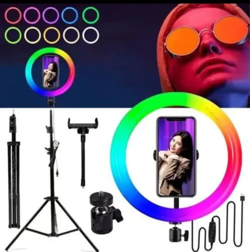 Ring Light Rgb 10 Polegadas 26cm Tripé Controle Integrado