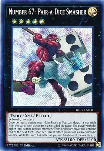 Yugioh!!! Number 67: Pair-a-Dice Smasher BLRR - PT0031 Secret Rare