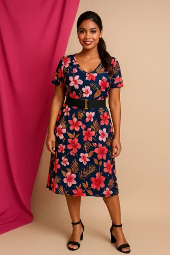VESTIDO EM MALHA FRIA ESTAMPADO