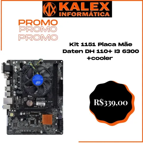 Kit 1151 Placa Mãe Daten DH 110+ I3 6300 + Cooler