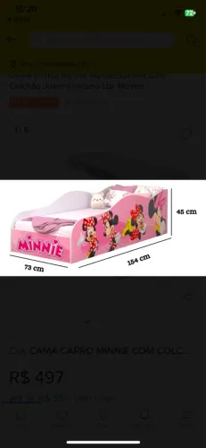 Cama infantil carro minnie usada