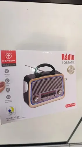 Rádio Am Fm Caixa Som Bluetooth Portátil Recarregável Kapbom ka3199 - Loja Coimbra Entrega