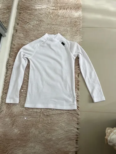 Blusa térmica decathlon, Manga Longa Gola Alta Infantil - Branco
