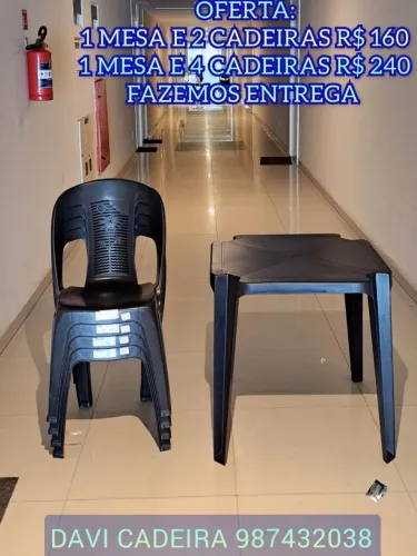 OFERTA MESA E CADEIRA PLASTICA XMR.F C8S.D7 ENTREGO HOJE