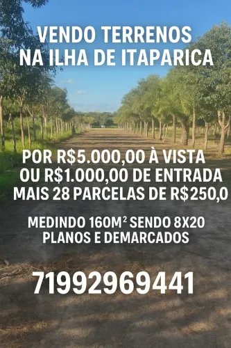 Lotes de Terreno planos em Itaparica, Parcelamento Facilitado