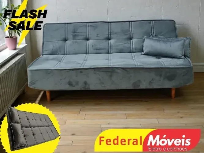 Sofá Cama Veludo GRAFITE MEGA OFERTA
