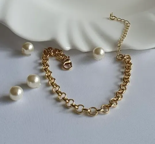 Pulseira de corrente dourada Ante alérgica e banho de verniz 