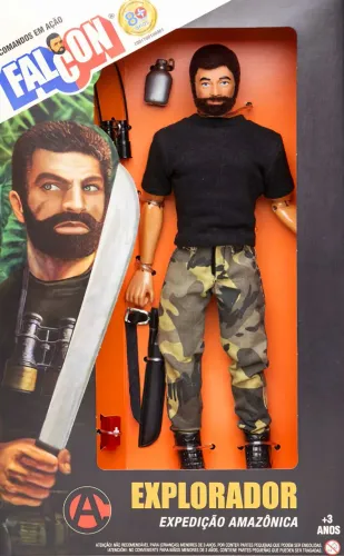 BONECO FALCON EXPLORADOR EXPEDIÇÃO AMAZÔNICA ESTRELA 80 ANOS LIMITADA BRINQUEDO COLEÇÃO 
