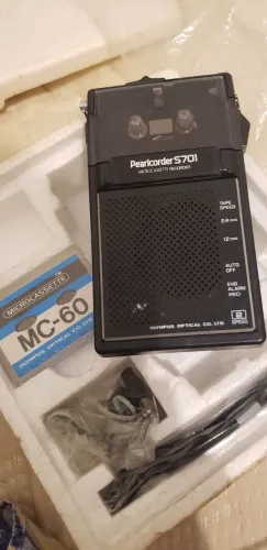  Gravador Vintage Raro de Microcassete Olympus Pearlcorder S701 Vintage