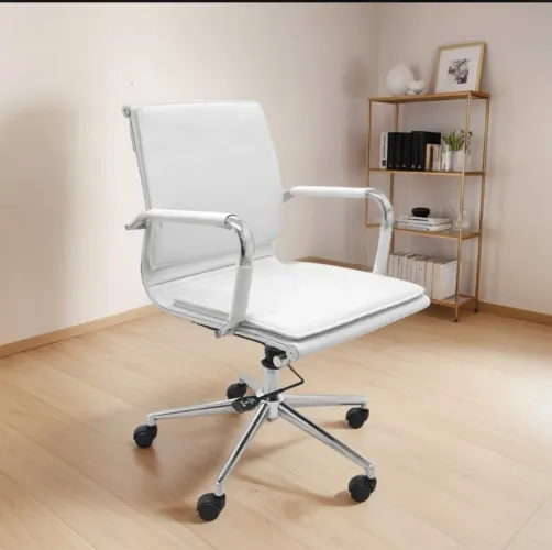 Cadeira De Escritório Office Valencia Pu Baixa Rivatti Cor Branco nova original 