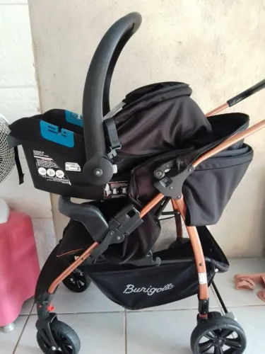 Burigotto Carrinho com Bebê Conforto Ecco Preto e Cobre
