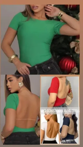 Body manga curta costas nuas várias cores tam único
