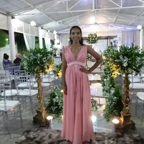 Vestido longo rosa elegante para festa