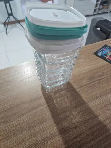 Conjunto de Pote de vidro Marinex Facilita 500 Ml com Tampa Plástica - 6 Peças