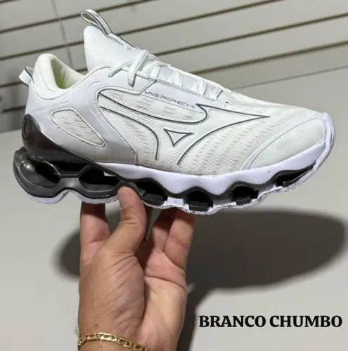 Tênis Mizuno Wave Prophecy 14 Branco Chumbo