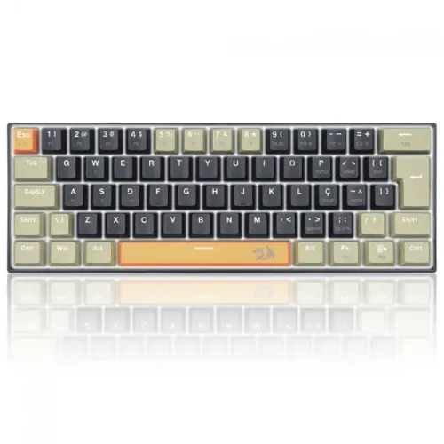 Teclado Mecânico 60% Redragon Lakshmi Orange/Black/Gray LED White Switch Brown - WZetta