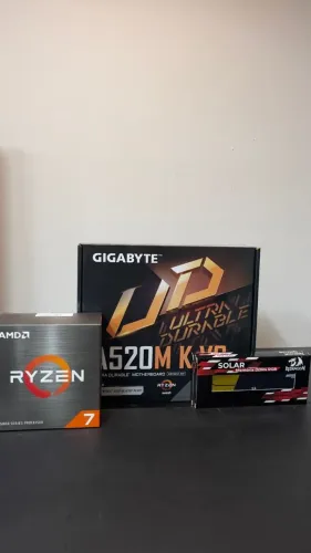 KIT GAMER RZYEN 7 5700X 16GB DDR4 REDDRAGON A520 GIGABYTE NOVO+NF