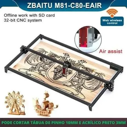 Gravadora Impressora Laser Cnc 81x46cm 130w 