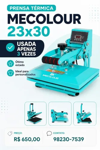 Prensa Térmica Mecolour 23x30 - Estado de Nova ( usada 3 vezes)