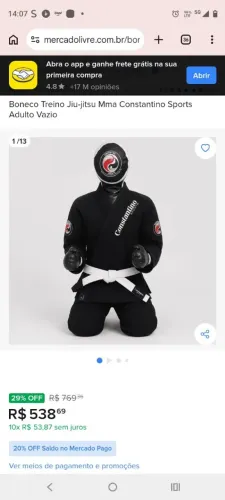 Boneco de Treino jiu-jitsu MMA Constantino sports Adulto.