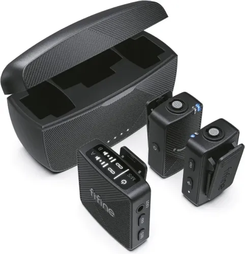 Microfone de Lapela Sem Fio Fifine M9 Duplo 2.4GHz 48kHz USBC iPhone/Android, 12x 37,96