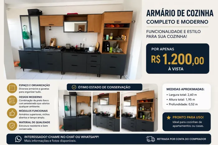 Vendo jogo de cozinha em MDF 8 peças