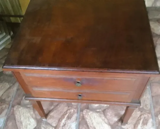 Grande Mesa Cabeceira Madeira nobre duas gavetas penas retas pés tipo cachimbo*