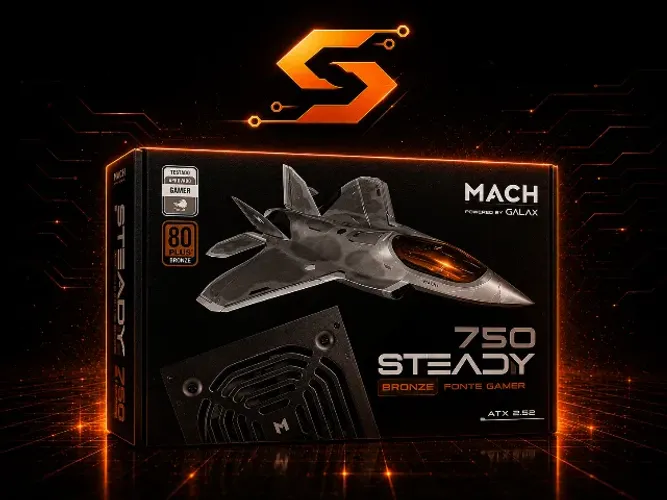 3x sem juros - Fonte MACH1 Steady, 750W, 80 Plus Bronze, PFC Ativo