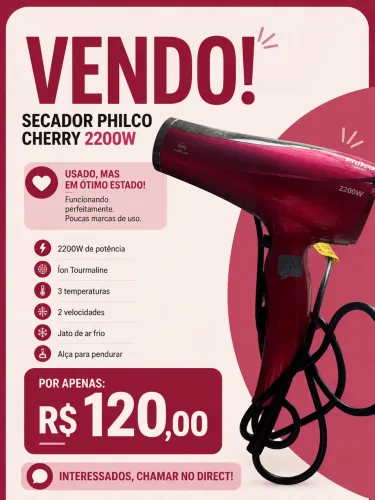 Secador de Cabelo Philco Cherry 2200W