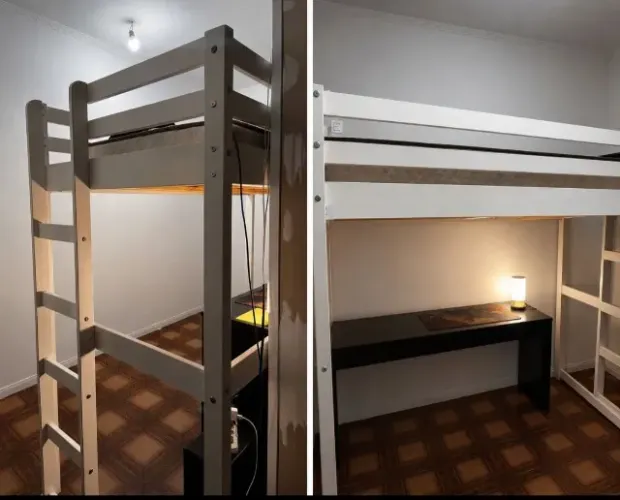 Cama Suspensa / Cama Alta Solteiro com Espaço para Escrivaninha